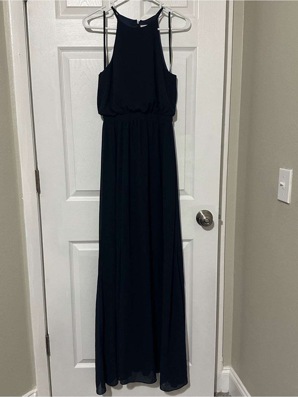 BHLDN by Anthropologie Elegant Women's Navy Halter Bridesmaid Maxi Dress